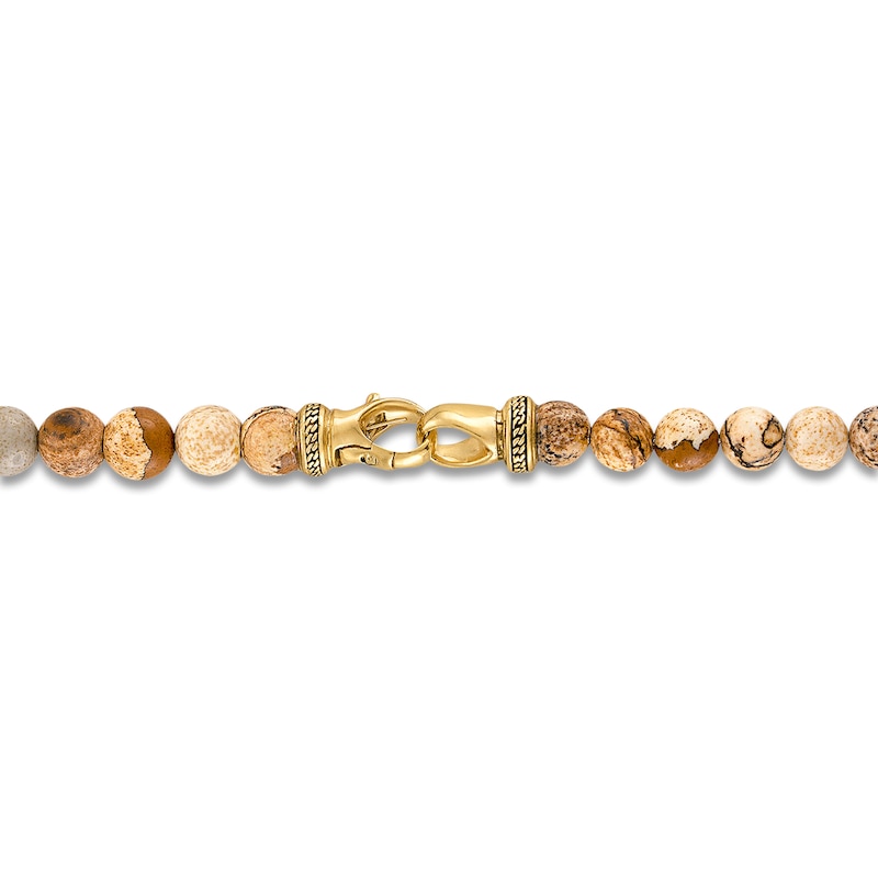 Main Image 3 of 1933 by Esquire Men's Natural Jasper Bead Necklace 18K Yellow Gold-Plated Sterling Silver 26&quot;