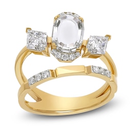 J'Lure Oval Portrait-Cut & Lozenge Step-Cut Lab-Created Diamond Ring 2-1/8 ct tw 14K Yellow Gold