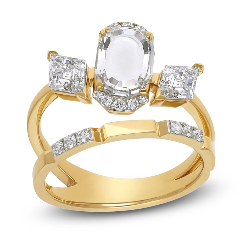 Main Image 1 of J'Lure Oval Portrait-Cut & Lozenge Step-Cut Lab-Created Diamond Ring 2-1/8 ct tw 14K Yellow Gold