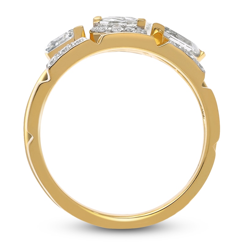 Main Image 2 of J'Lure Oval Portrait-Cut & Lozenge Step-Cut Lab-Created Diamond Ring 2-1/8 ct tw 14K Yellow Gold