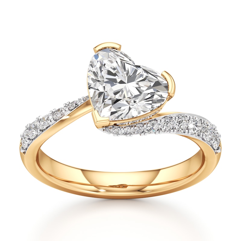 Main Image 1 of J'Lure Heart Brilliant-Cut Lab-Created Diamond Bypass Engagement Ring 2-3/8 ct tw 18K Yellow Gold