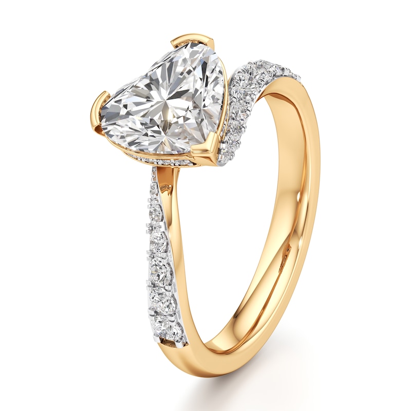 Main Image 4 of J'Lure Heart Brilliant-Cut Lab-Created Diamond Bypass Engagement Ring 2-3/8 ct tw 18K Yellow Gold