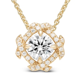 Unspoken Diamond Halo Necklace 1/2 ct tw 14K Yellow Gold 18&quot;