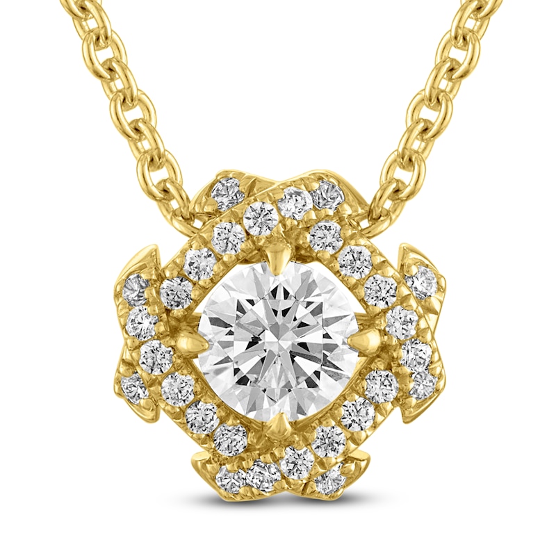 Main Image 1 of Unspoken Diamond Halo Necklace 1/2 ct tw 14K Yellow Gold 18&quot;