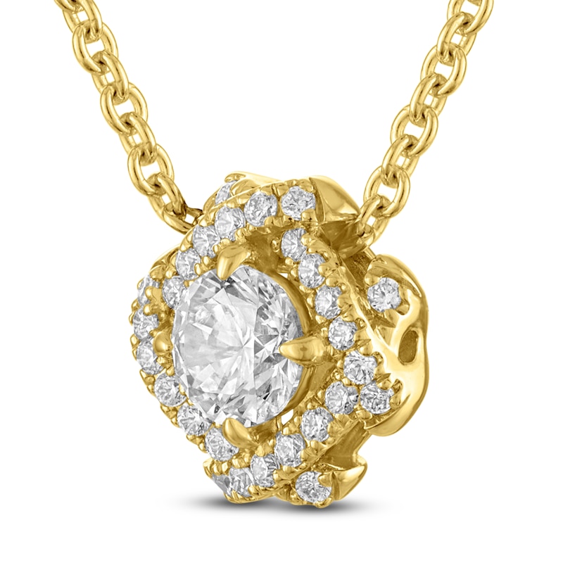 Main Image 2 of Unspoken Diamond Halo Necklace 1/2 ct tw 14K Yellow Gold 18&quot;