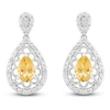 Thumbnail Image 1 of Pear-Shaped Natural Citrine & Diamond Dangle Earrings 1/6 ct tw Sterling Silver