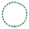 Thumbnail Image 1 of Oval, Pear & Round-Cut Natural Emerald & Diamond Bracelet 1/5 ct tw 14K White Gold 7&quot;