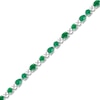 Thumbnail Image 2 of Oval, Pear & Round-Cut Natural Emerald & Diamond Bracelet 1/5 ct tw 14K White Gold 7&quot;