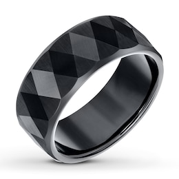 Wedding Band Black Tungsten Carbide 9mm