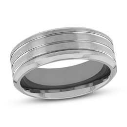 Grooved Wedding Band Titanium 9mm