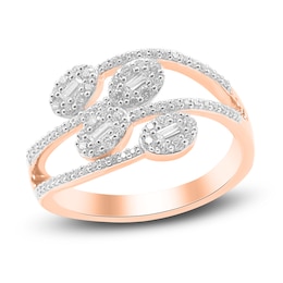 Diamond Ring 1/2 ct tw Round/Baguette 14K Rose Gold