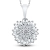 Thumbnail Image 1 of Diamond Floral Pendant Necklace 3/8 ct tw Round/Baguette 10K White Gold