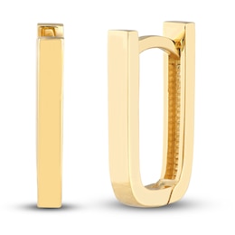 Polished U-Shaped Huggie Earrings 14K Yellow Gold 14mm