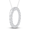 Thumbnail Image 1 of Diamond Circle Pendant Necklace 5 ct tw Round 14K White Gold 18"
