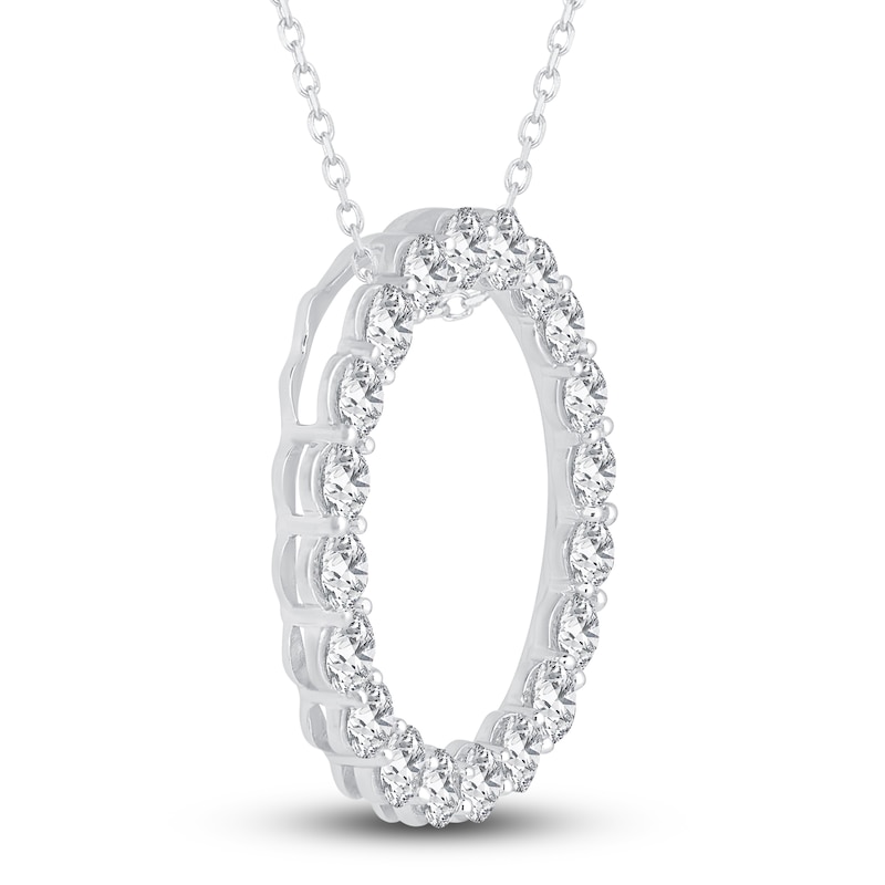 Diamond Circle Pendant Necklace 5 ct tw Round 14K White Gold 18"
