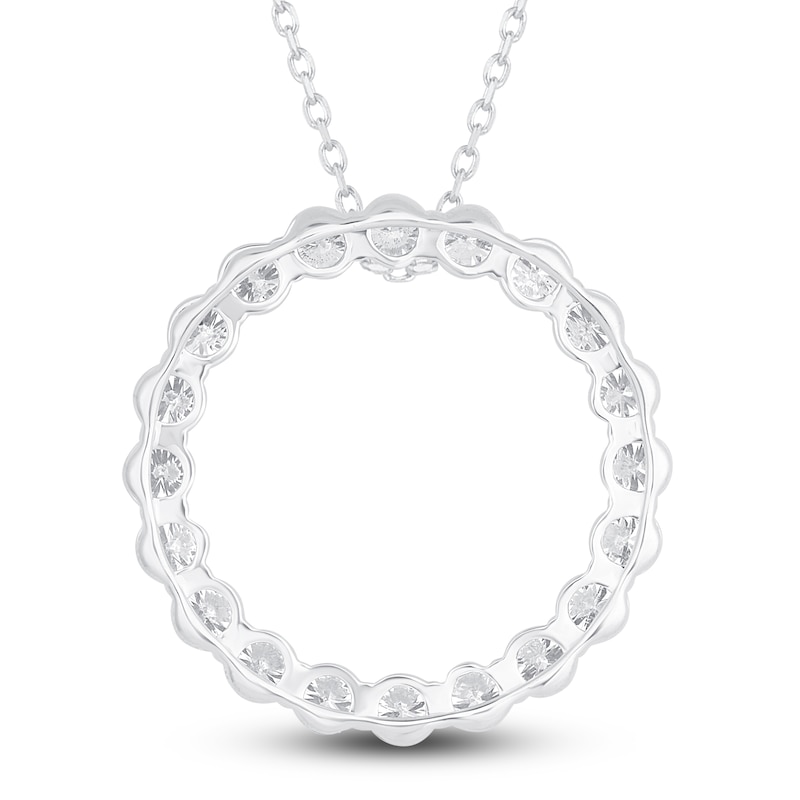 Diamond Circle Pendant Necklace 5 ct tw Round 14K White Gold 18"