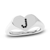 Thumbnail Image 0 of Juliette Maison Black Diamond Initial Heart Signet Ring 1/6 ct tw Round 10K White Gold