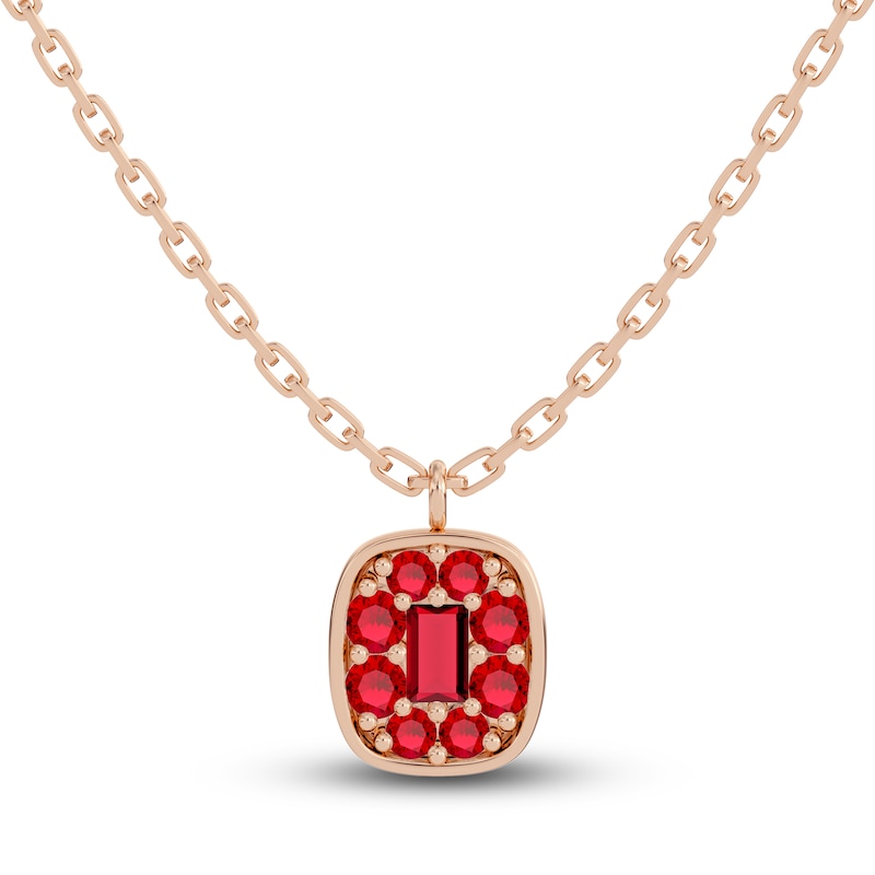 Main Image 1 of Juliette Maison Natural Ruby Pendant Necklace 10K Rose Gold