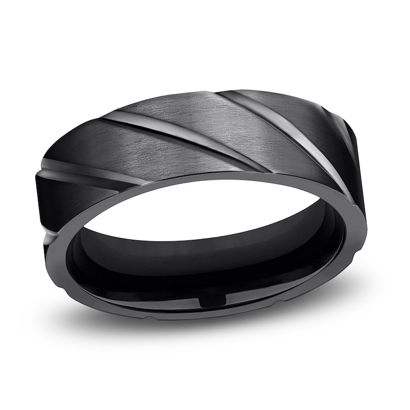 Swirl Wedding Band Black Titanium 7.0mm