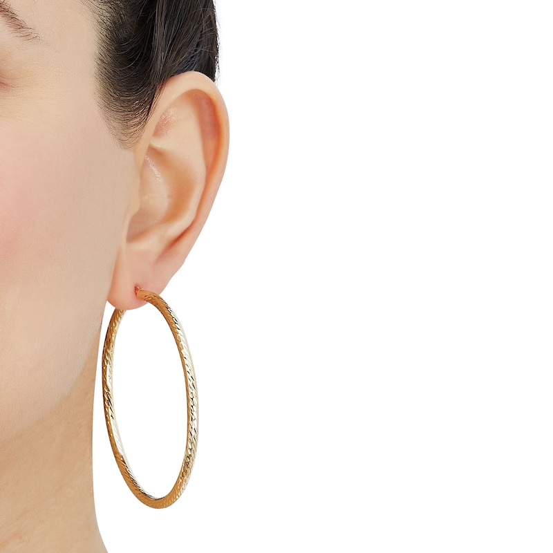 50mm Tube Hoop Earrings 14K Yellow Gold