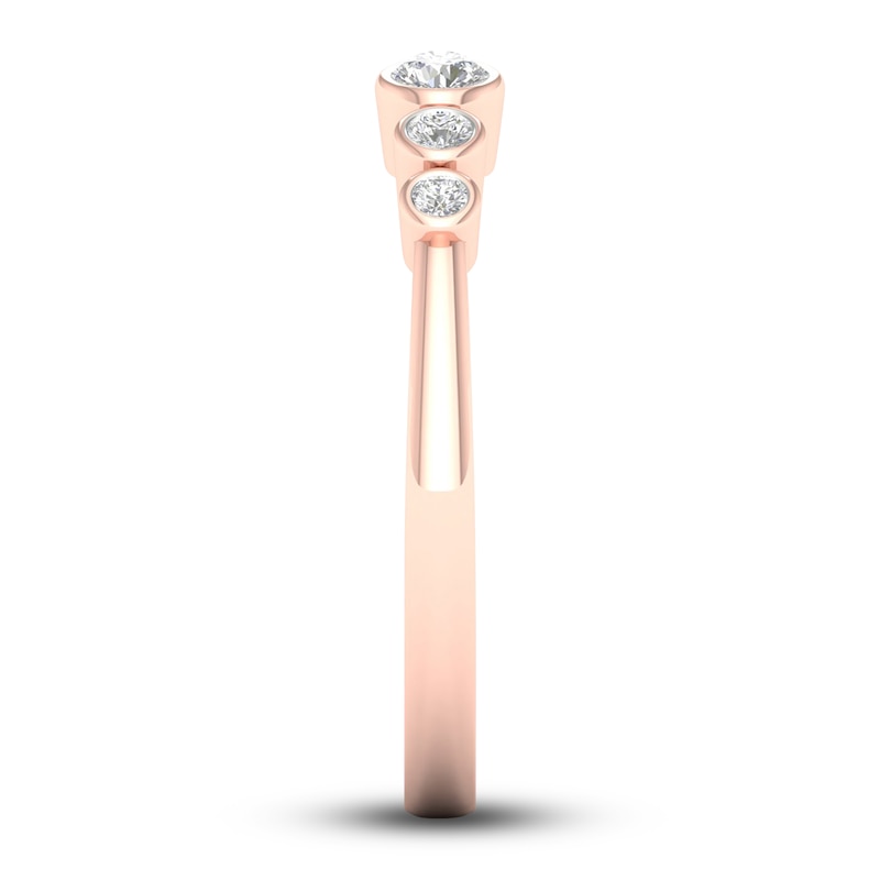 Diamond Bezel Open Cuff Ring 1/5 ct tw Round 14K Rose Gold