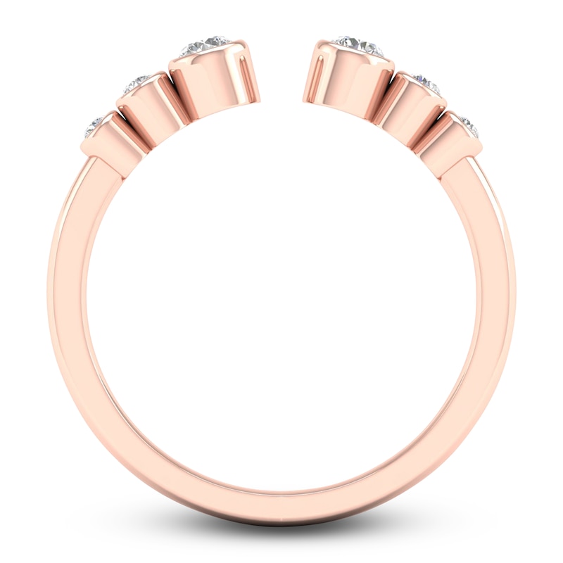 Diamond Bezel Open Cuff Ring 1/5 ct tw Round 14K Rose Gold