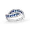 Thumbnail Image 1 of Kallati Round-Cut Natural Blue Sapphire Ring 1/3 ct tw Diamonds 14K White Gold