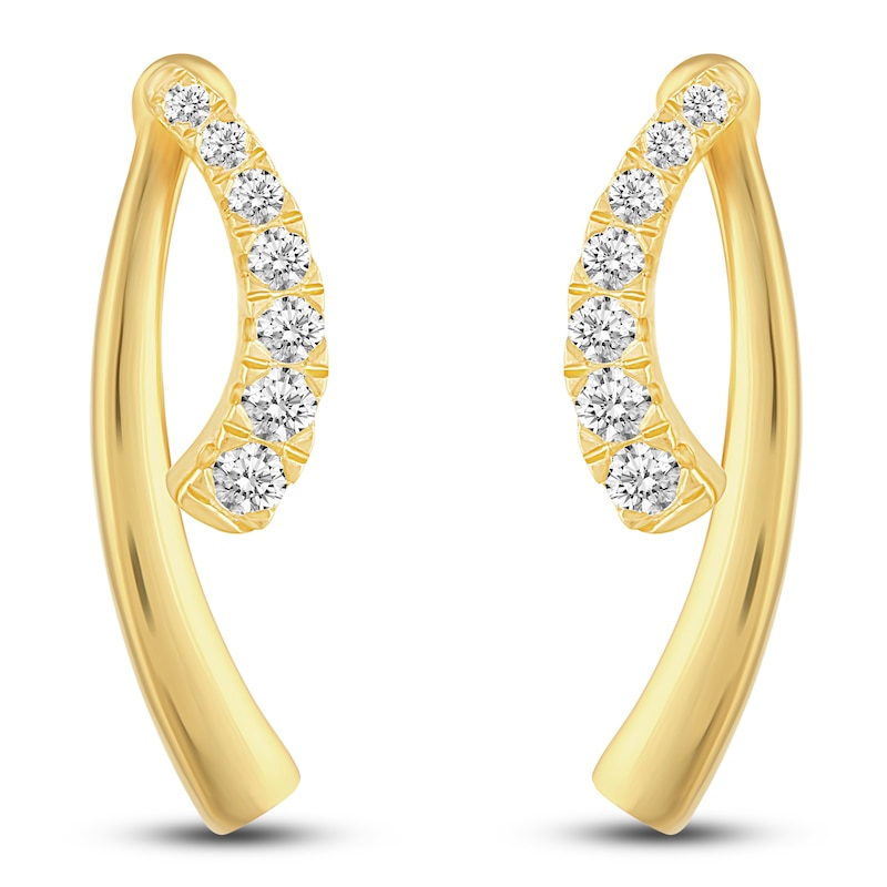 Main Image 3 of Diamond Drop Dangle Earring/Jacket 1/4 ct tw Round 14K Yellow Gold