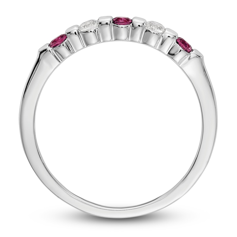 Main Image 2 of Natural Ruby Stackable Ring 1/10 ct tw Diamonds 14K White Gold