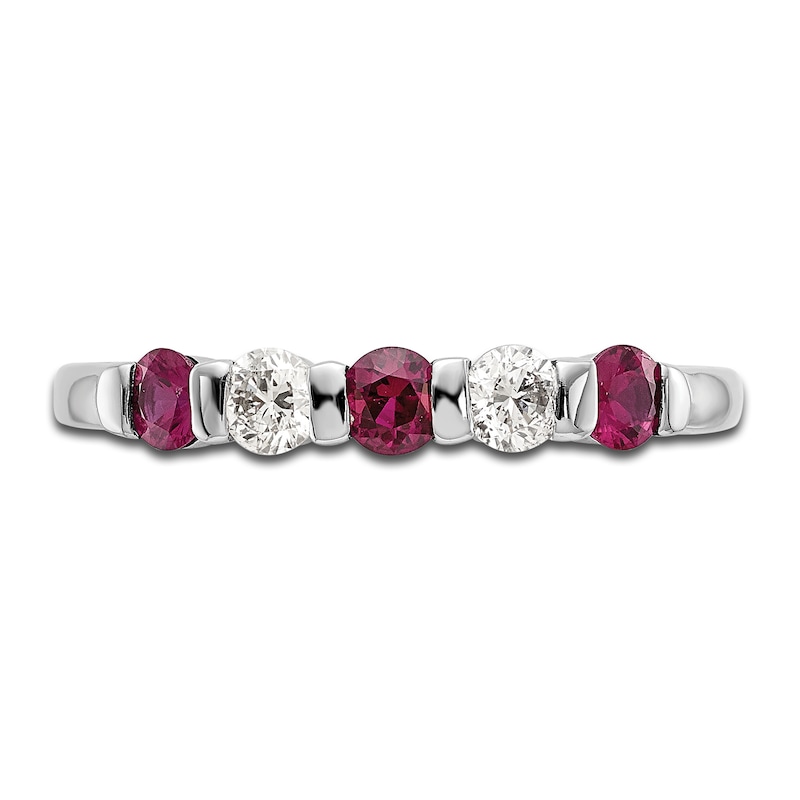 Main Image 3 of Natural Ruby Stackable Ring 1/10 ct tw Diamonds 14K White Gold