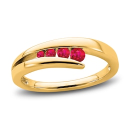 Natural Ruby 4-Stone Ring 14K Yellow Gold