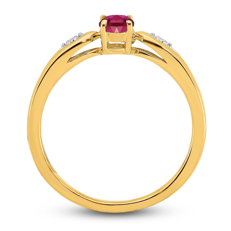 Main Image 2 of Natural Ruby Ring Diamond Accents 14K Yellow Gold