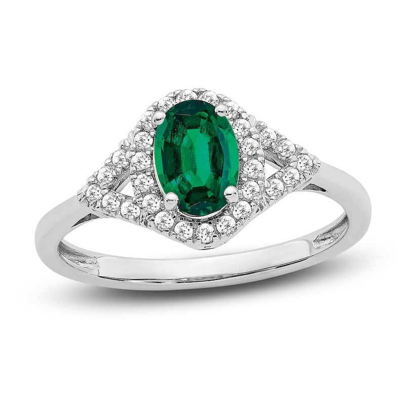 Natural Emerald Ring 1/5 ct tw Diamonds 14K White Gold | Jared