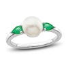 Thumbnail Image 1 of Freshwater Cultured Pearl & Natural Emerald Ring 14K White Gold