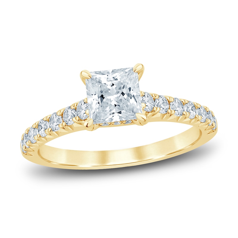 Diamond Hidden Halo Engagement Ring 1-1/2 ct tw Princess/Round 14K Gold