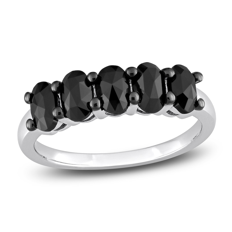 Main Image 1 of Black Diamond 5-Stone Ring 1-1/4 ct tw Oval 14K White Gold