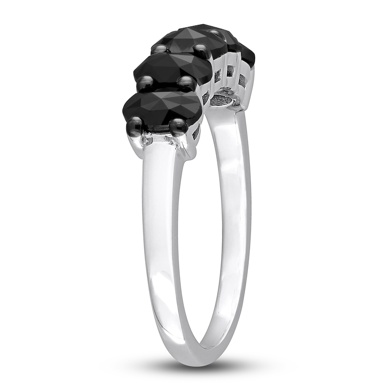 Main Image 2 of Black Diamond 5-Stone Ring 1-1/4 ct tw Oval 14K White Gold