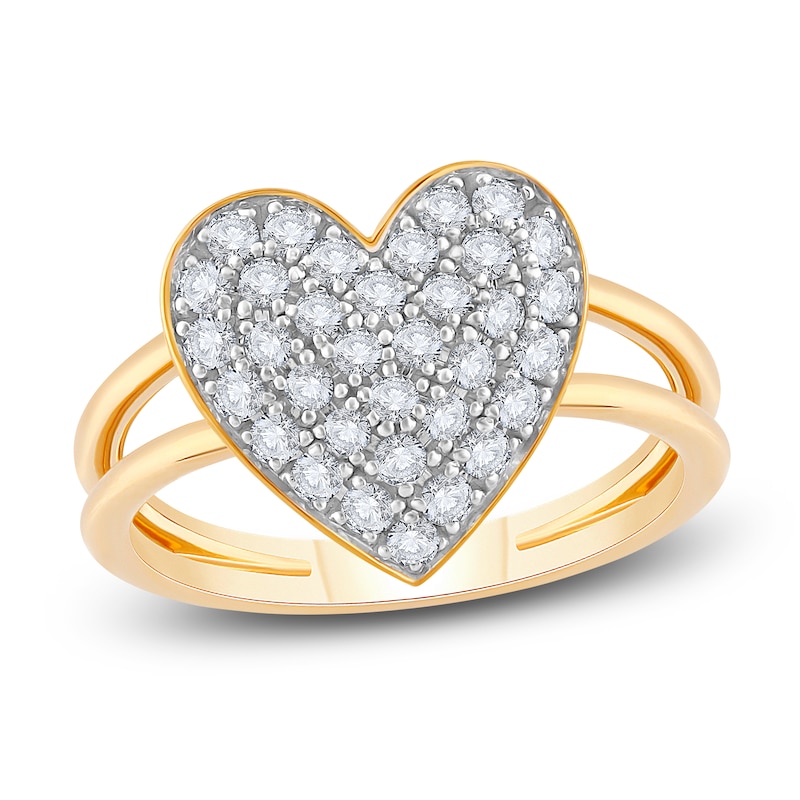 Main Image 1 of Diamond Heart Ring 1/2 ct tw Round 14K Yellow Gold