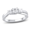Thumbnail Image 0 of Diamond 3-Stone Engagement Ring 1 ct tw Princess/Round 14K White Gold
