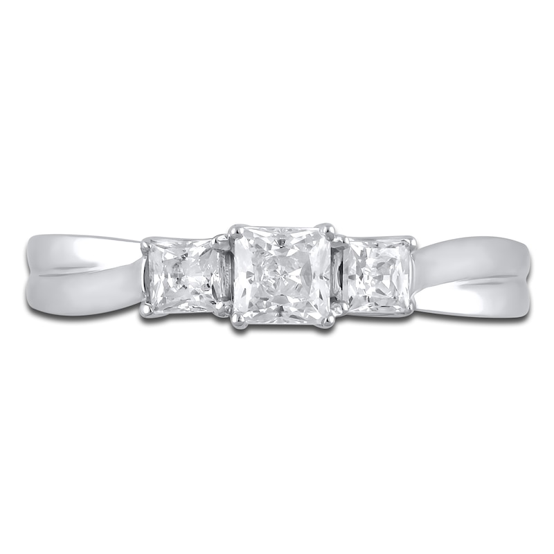 Diamond 3-Stone Engagement Ring 1 ct tw Princess/Round 14K White Gold