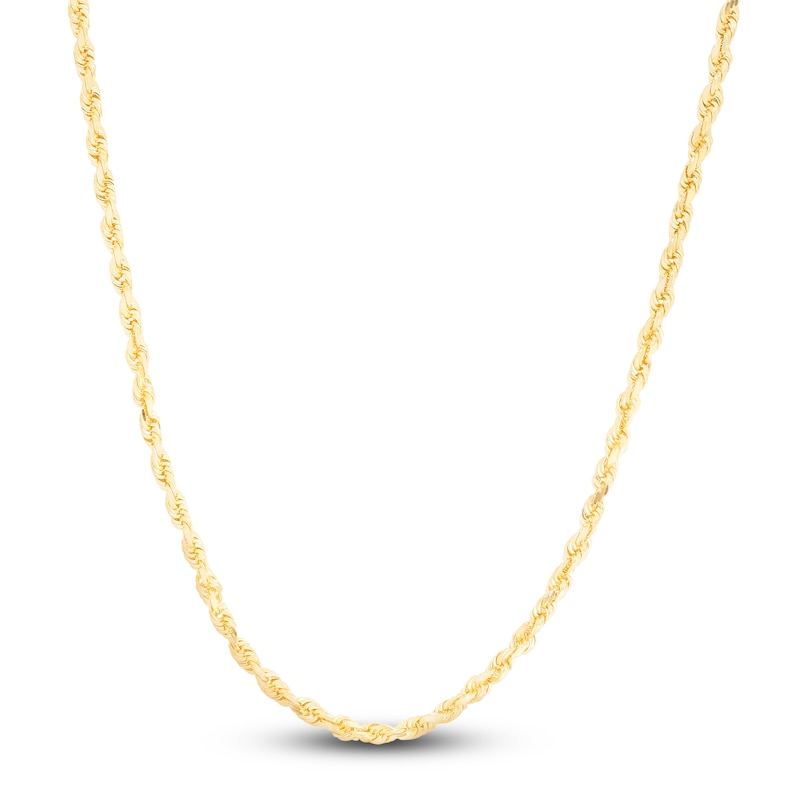 Solid Diamond-Cut Rope Chain Necklace 14K Gold 18" 3.0mm