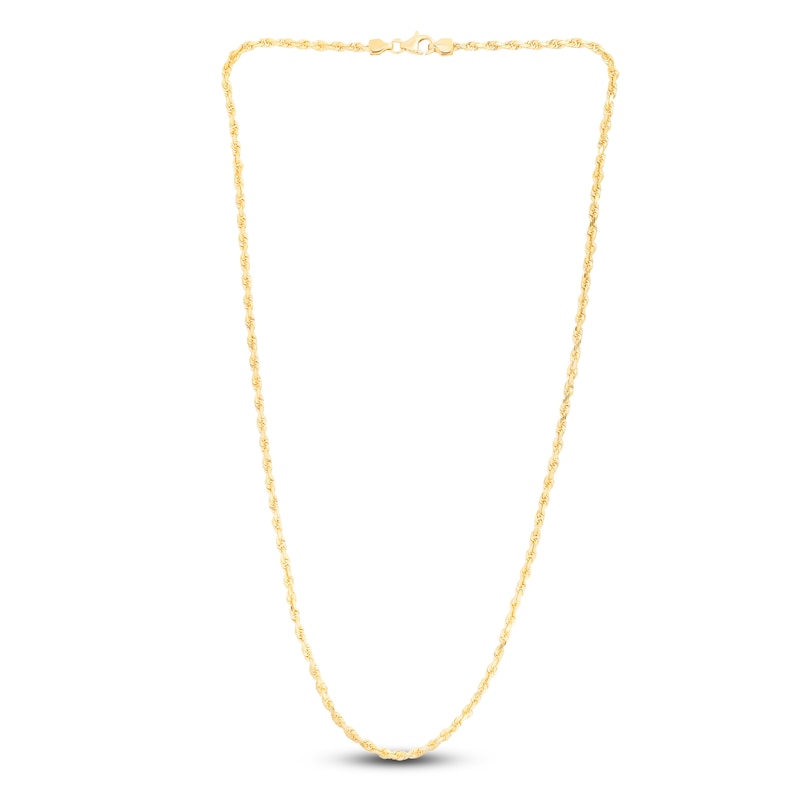 Solid Diamond-Cut Rope Chain Necklace 14K Gold 18" 3.0mm