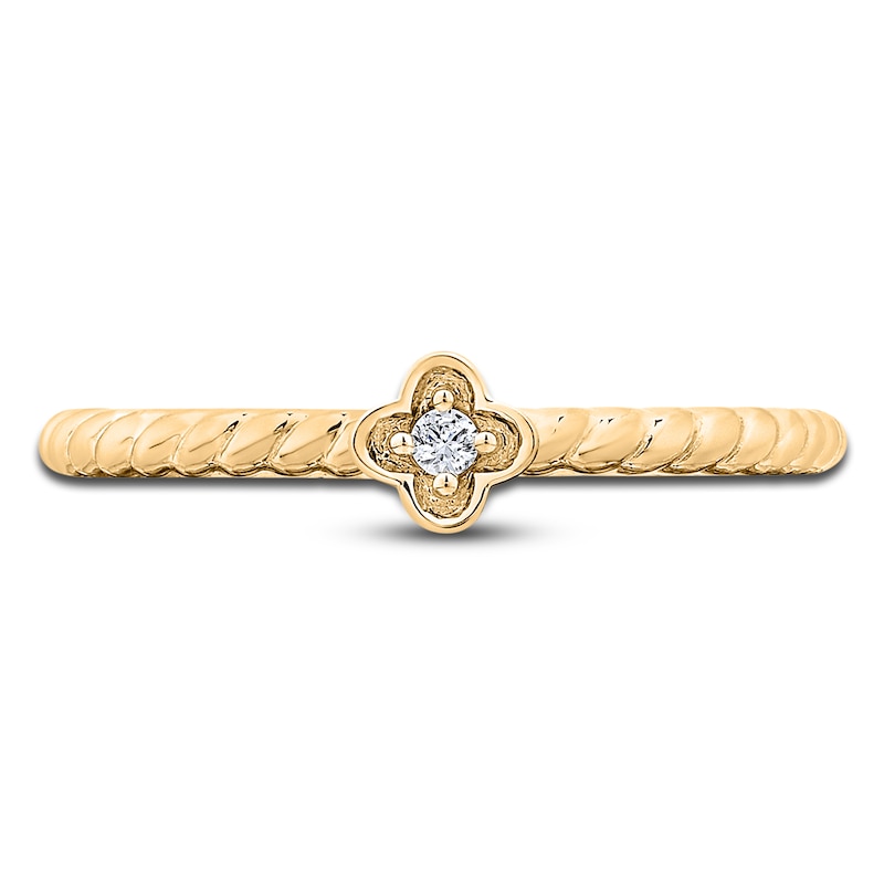 Main Image 2 of Floral Ring Diamond Accent 14K Yellow Gold