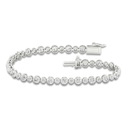 Lab-Created Diamond Bezel-Set Alternating Bracelet 5 ct tw 14K White Gold 7.25&quot;