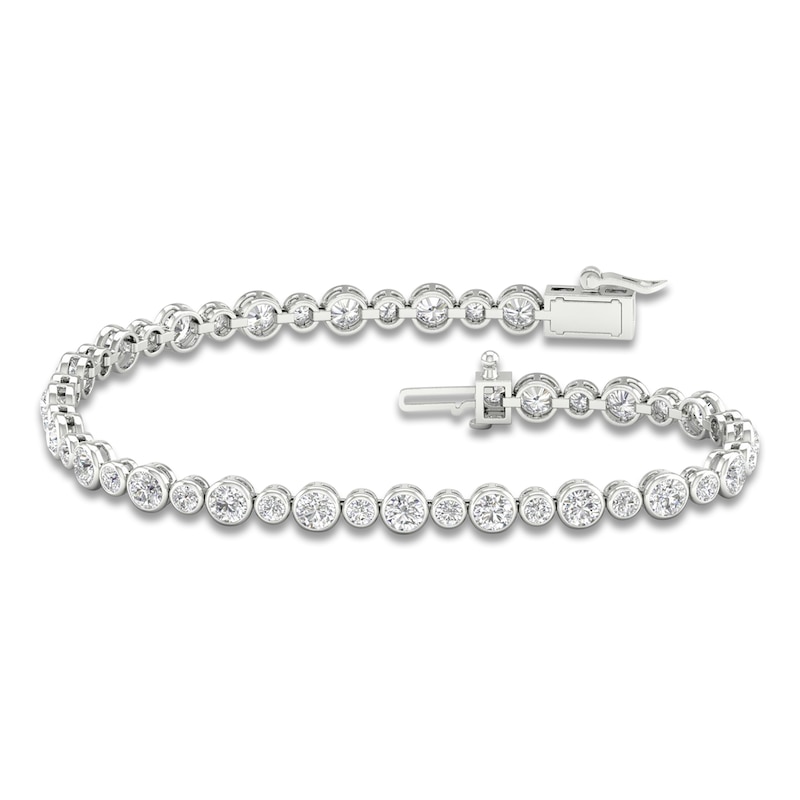 Lab-Created Diamond Bezel-Set Alternating Bracelet 5 ct tw 14K White Gold 7.25"