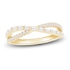 Thumbnail Image 1 of Baguette & Round-Cut Diamond Split Crossover Ring 1/3 ct tw 10K Yellow Gold