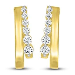 Diamond J-Hoop Earrings 3/8 ct tw 10K Yellow Gold