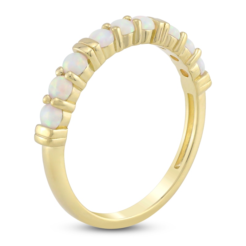 Main Image 2 of Lab-Created Opal Stackable Ring 10K Yellow Gold