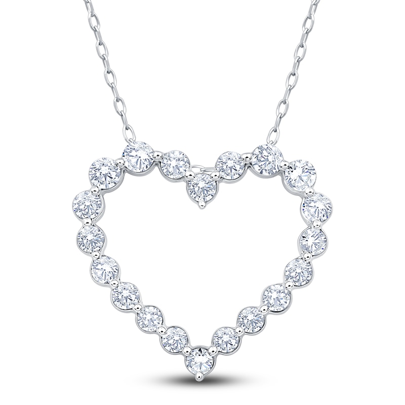 Diamond Heart Outline Necklace 1/2 ct tw 10K White Gold 18"