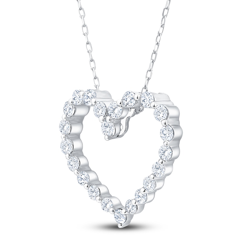 Diamond Heart Outline Necklace 1/2 ct tw 10K White Gold 18"